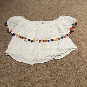 Forever 21 size M white Pom Pom crop top